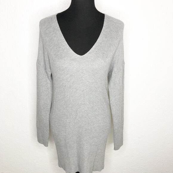 WHBM v neck gray cashmere blend sweater tunic size Medium - Picture 1 of 14